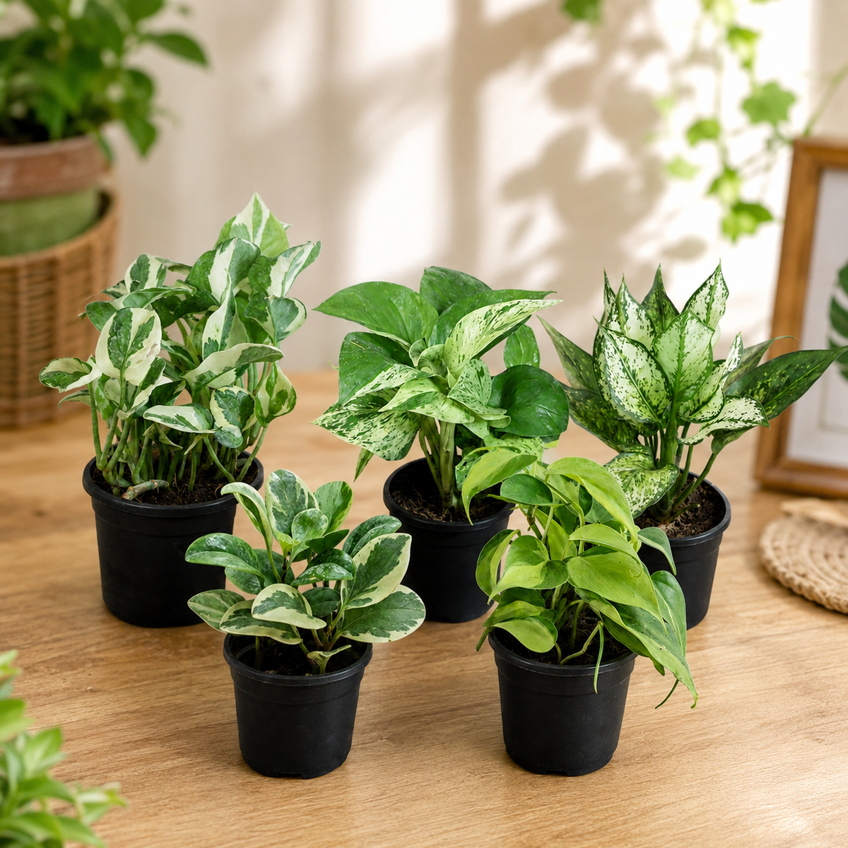 Air Purifying Indoor Plant Set of 5 – Variegated Greenscape