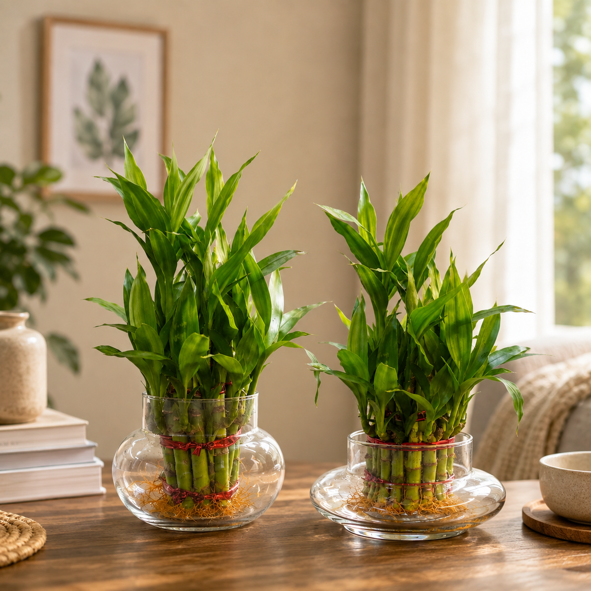 Lucky Bamboo Set of 2 – 2 Layer & 3 Layer Glass Bowl